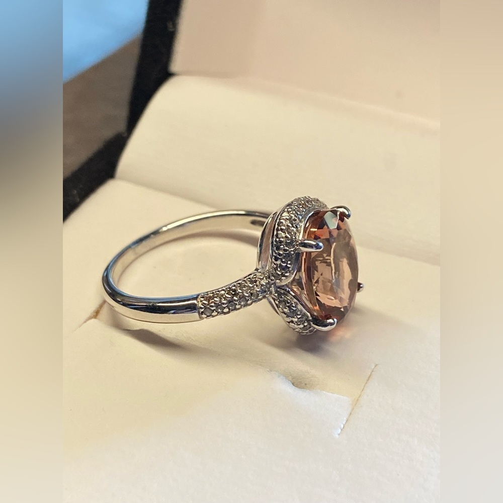 Red Labradorite, Rhodium/Silver Ring 3.85ctw - Picture 10 of 13